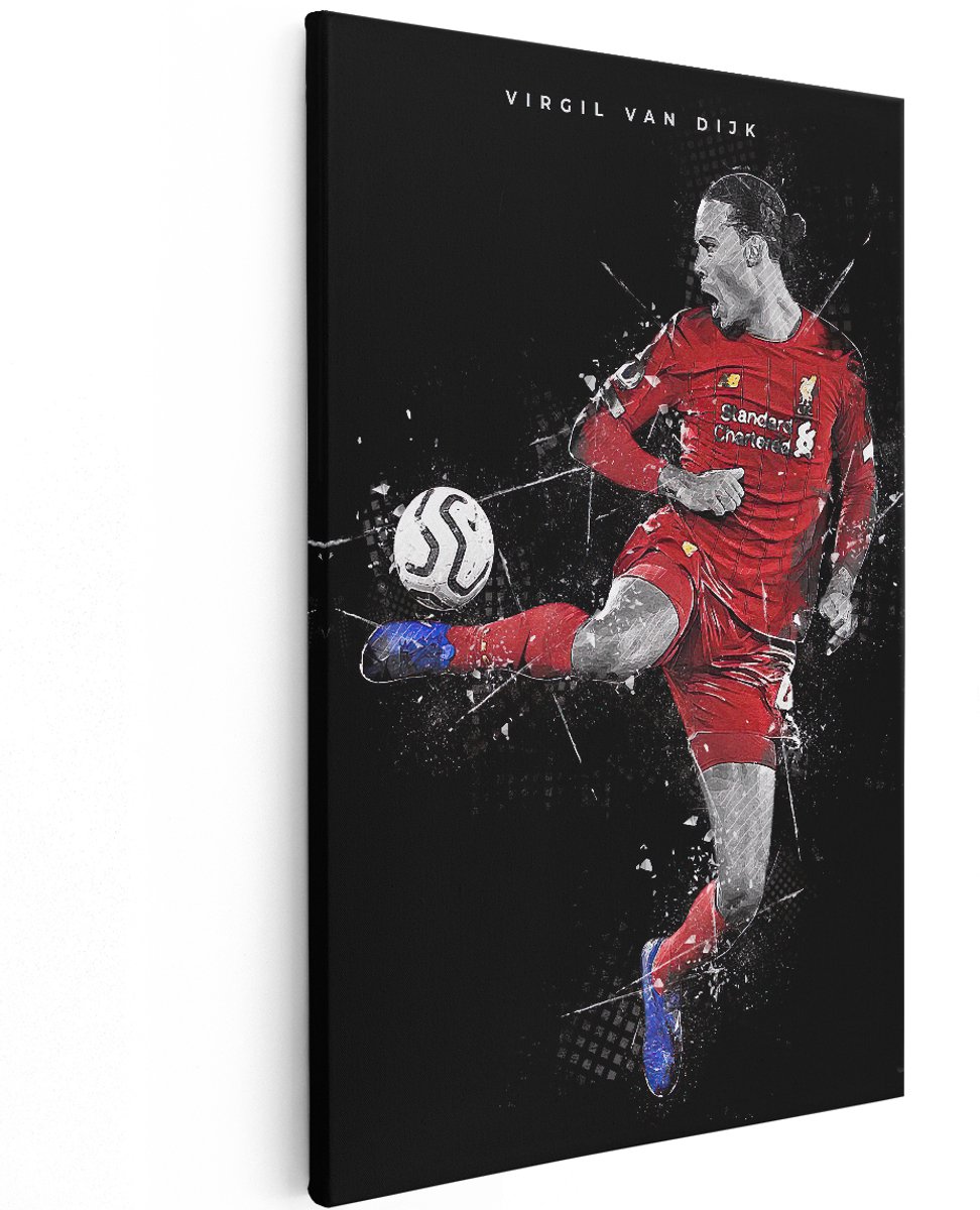 Artaza Canvas Schilderij Virgil van Dijk in actie bij Liverpool - 120x180 cm - Groot - Muurdecoratie - Canvas Print