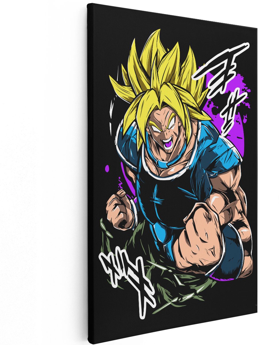 Artaza Canvas Schilderij Anime Krijger Dragon Ball - 120x180 cm - Groot - Wanddecoratie Jongenskamer - Muurdecoratie Goku - Schilderijen Op Canvas
