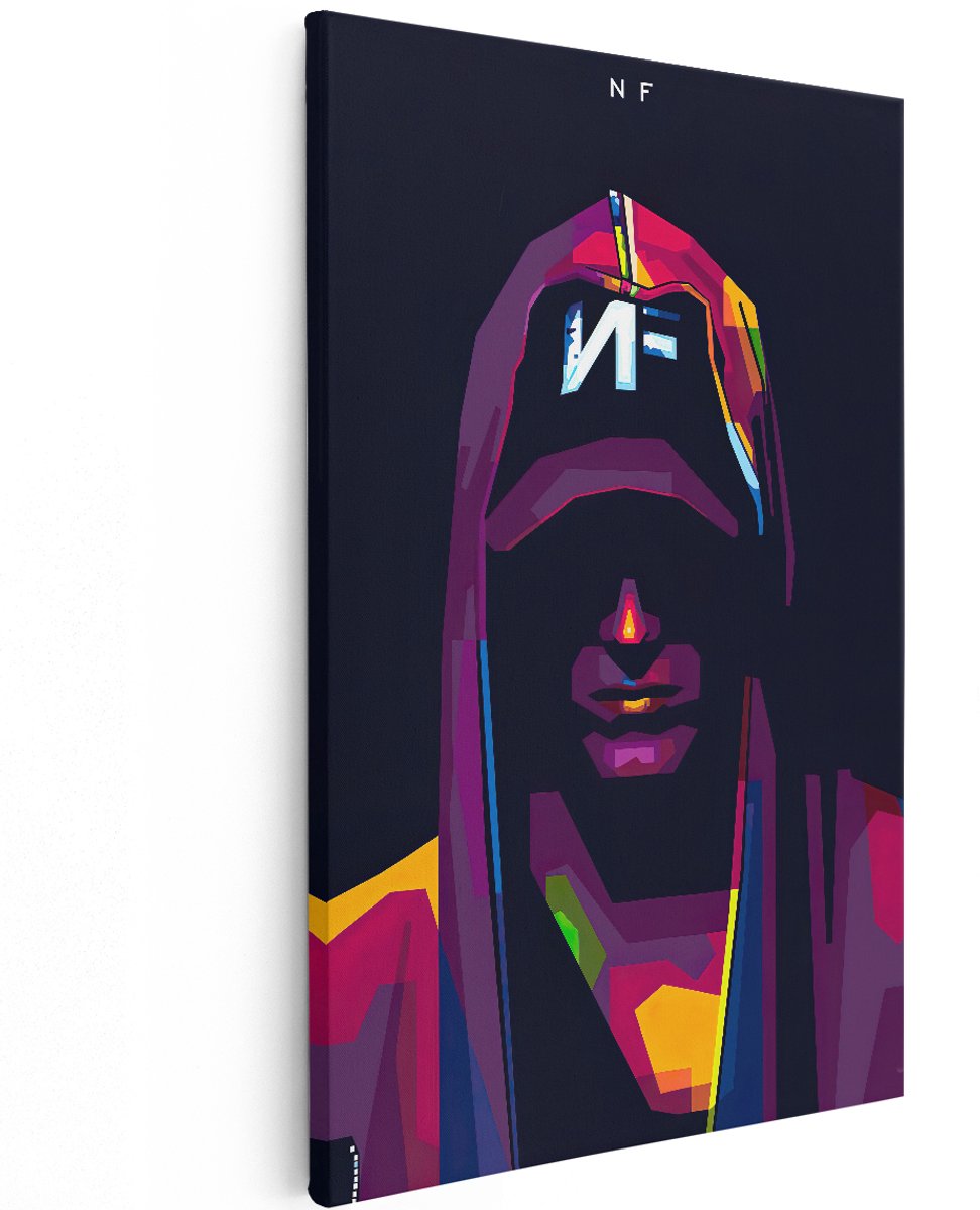 Artaza Canvas Schilderij Rapper NF in Abstracte Kleuren - 120x180 cm - Groot - Muurdecoratie - Canvas Print