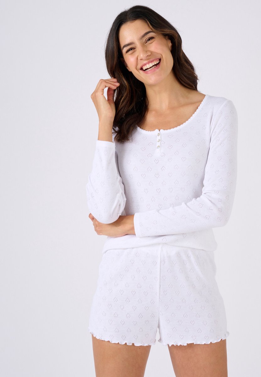 Damart - Petits Coeurs T-shirt met lange mouwen - beperkte editie - Dames - Wit - 38-40 (S)