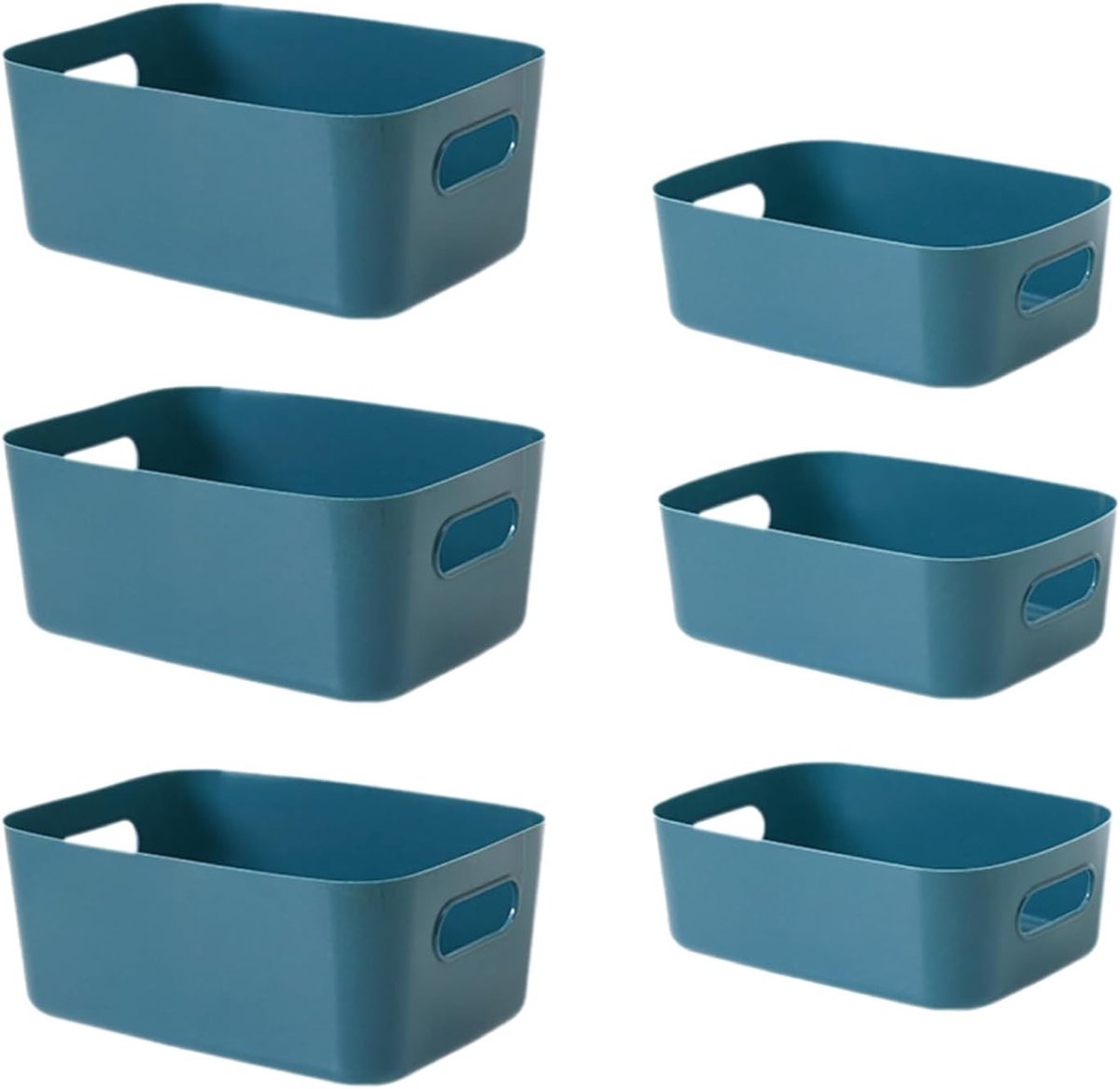 Set van 6 Opbergmanden van Plastic met Handvatten voor Planken, Lades en Kasten - Ideaal voor Organisatie en Opslag in Huis