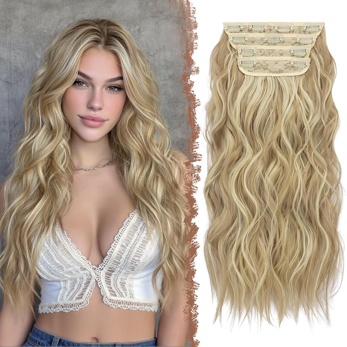 Clip-in Golvende Haarextensions van Synthetisch Haar voor Vrouwen - Perfect voor Volumineuze Styling en Gelegenheden
