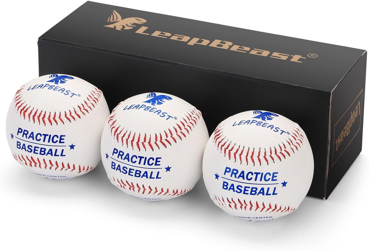 Professionele Soft Rubber Kern Honkballen 22 cm - 3 Stuks Handgenaaide Honkballen voor Training en Wedstrijden