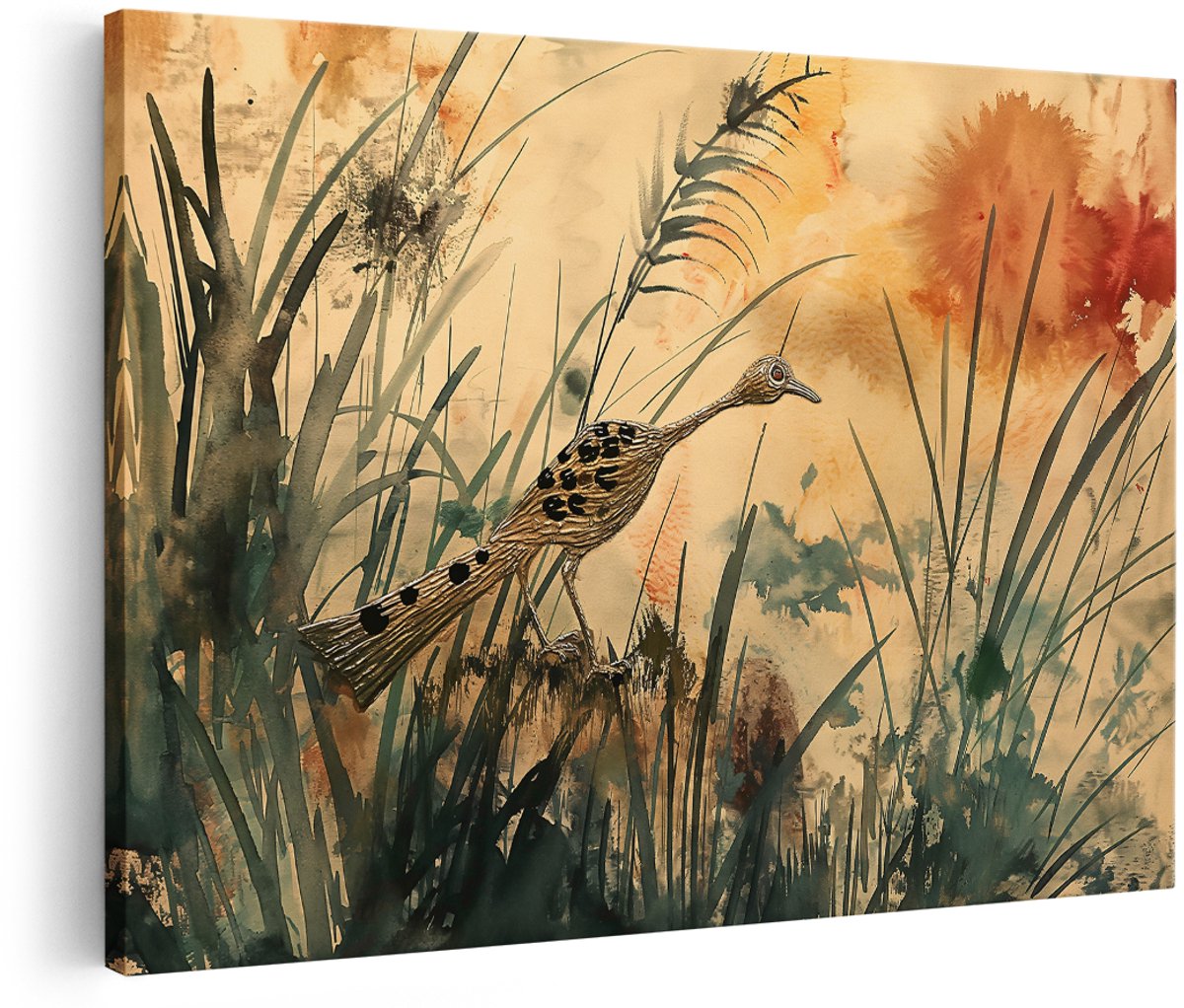Artaza Canvas Schilderij Vogel - 180x120 cm - Groot - Wanddecoratie Aquarel - Muurdecoratie Natuur - Schilderijen Dieren - Woonkamer Decoratie
