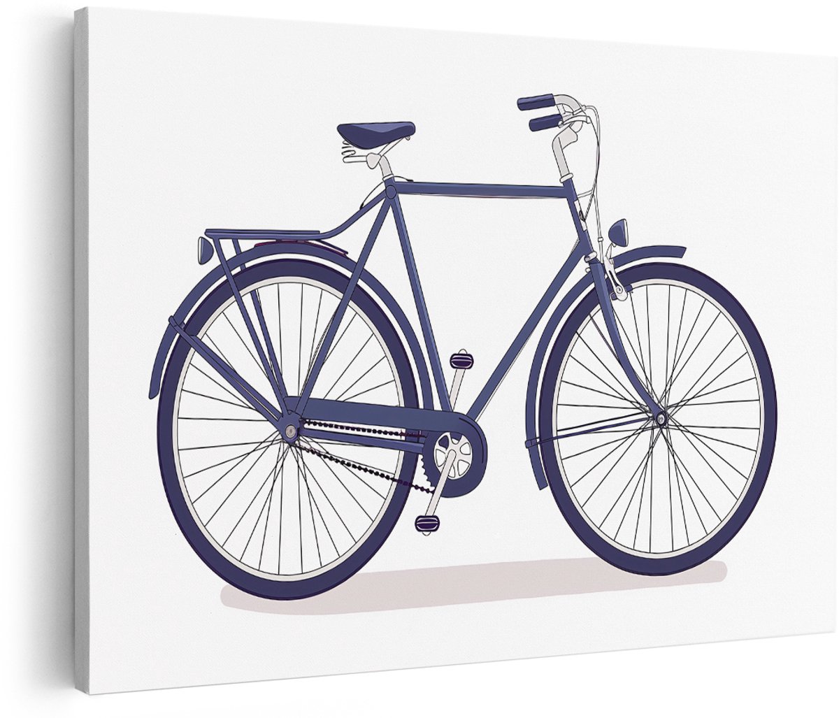 Artaza Canvas Schilderij Fiets - 180x120 cm - Groot - Wanddecoratie Vintage - Muurdecoratie Klassieke Stadsfiets - Decoratie Blauw - Schilderijen Op Canvas