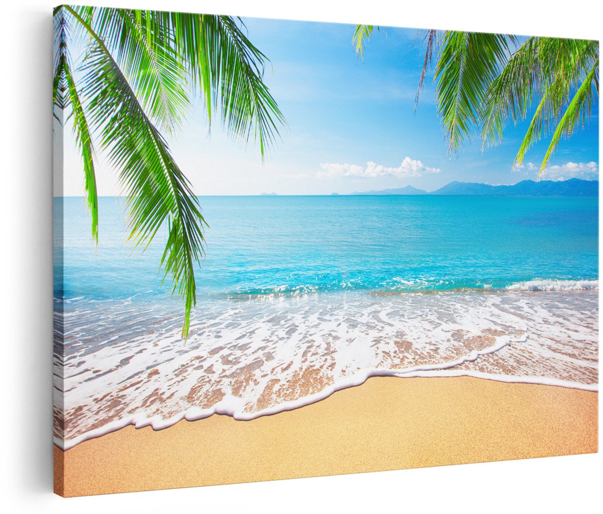 Artaza Canvas Schilderij Tropisch Strand En Zee - 180x120 cm - Groot - Wanddecoratie Woonkamer - Schilderijen - Muurdecoratie