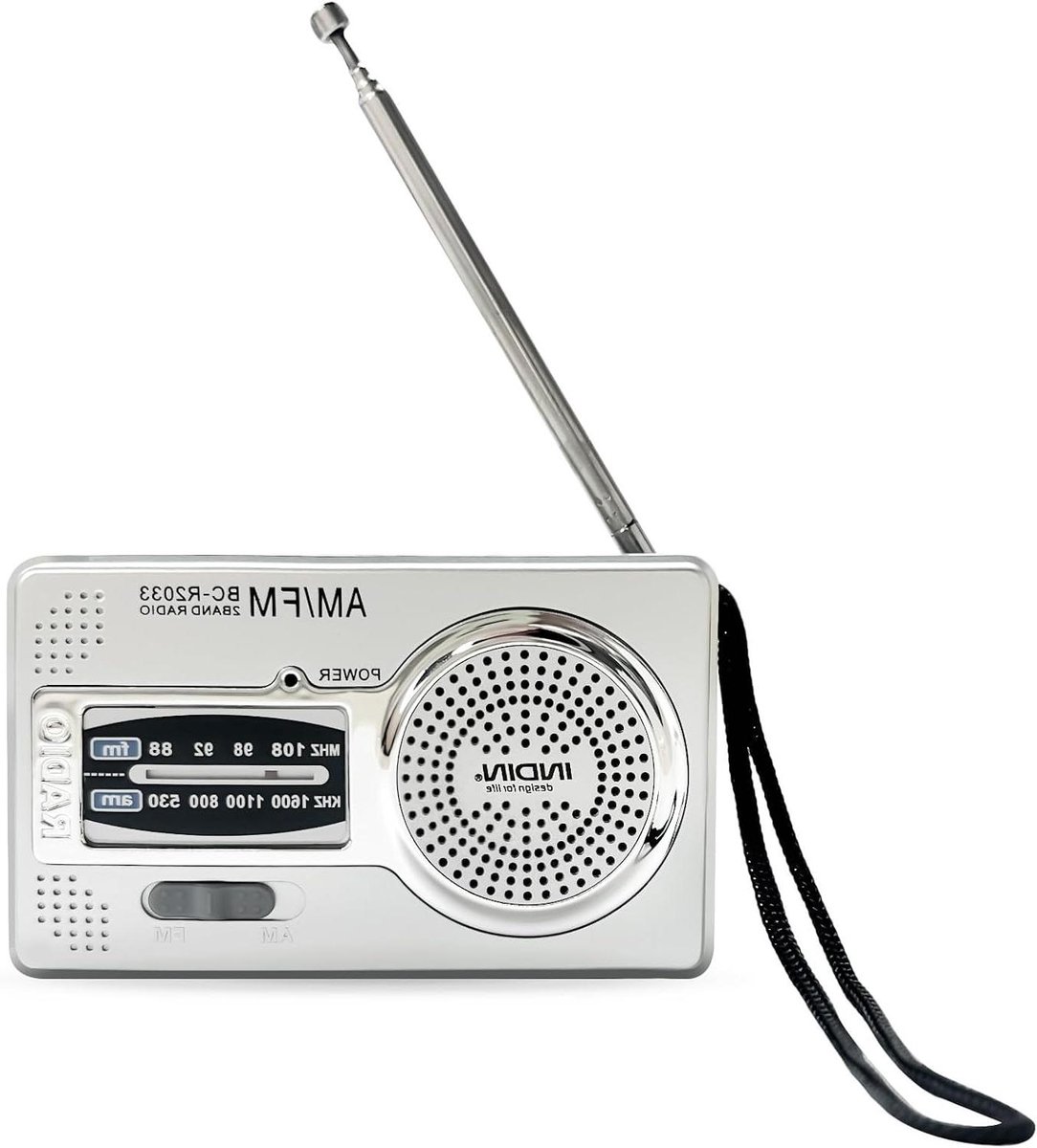 Draagbare Radio - Transistor Radio - Noodsituaties Luisteren - Batterij Aangedreven - Compact Formaat - Zilver