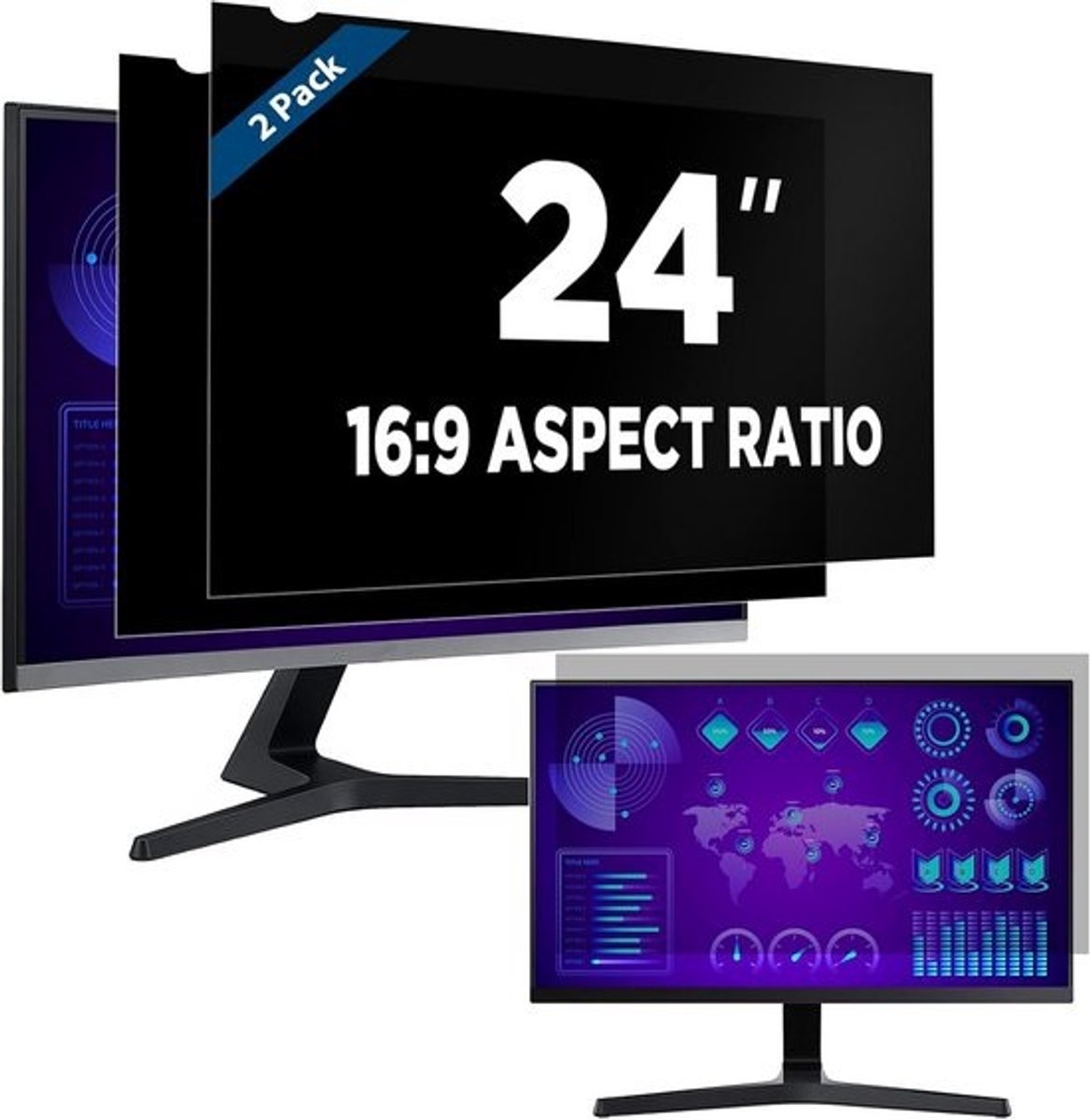 2-Pack 24 inch Privacyfilter voor Breedbeeld Monitor - Anti-Spy en Antireflectie Schermbeschermer (16:9)