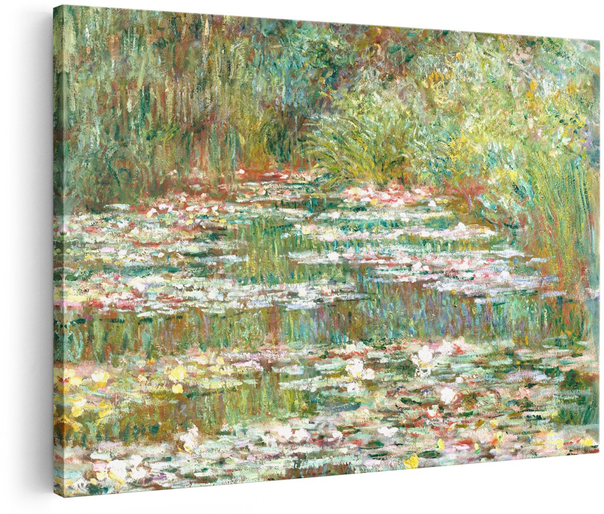Artaza Canvas Schilderij Waterlelies Monet - 180x120 cm - Groot - Wanddecoratie Vijver - Muurdecoratie Bloemen - Schilderijen Op Canvas Natuur