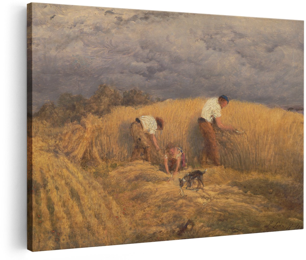 Artaza Canvas Schilderij Landschap - 180x120 cm - Groot - Wanddecoratie Graanoogst - Muurdecoratie Klassiek Schilderij - Decoratie Woonkamer Natuur
