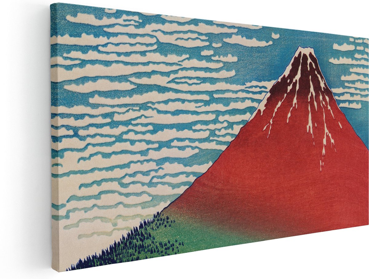 Artaza Canvas Schilderij Landschap Hokusai - 180x90 cm - Groot - Wanddecoratie Japan - Muurdecoratie Vintage Berg - Schilderijen Op Canvas Natuur