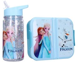 Frozen Lunchset - Broodtrommel en drinkfles - Anna en Elsa - Lichtblauw