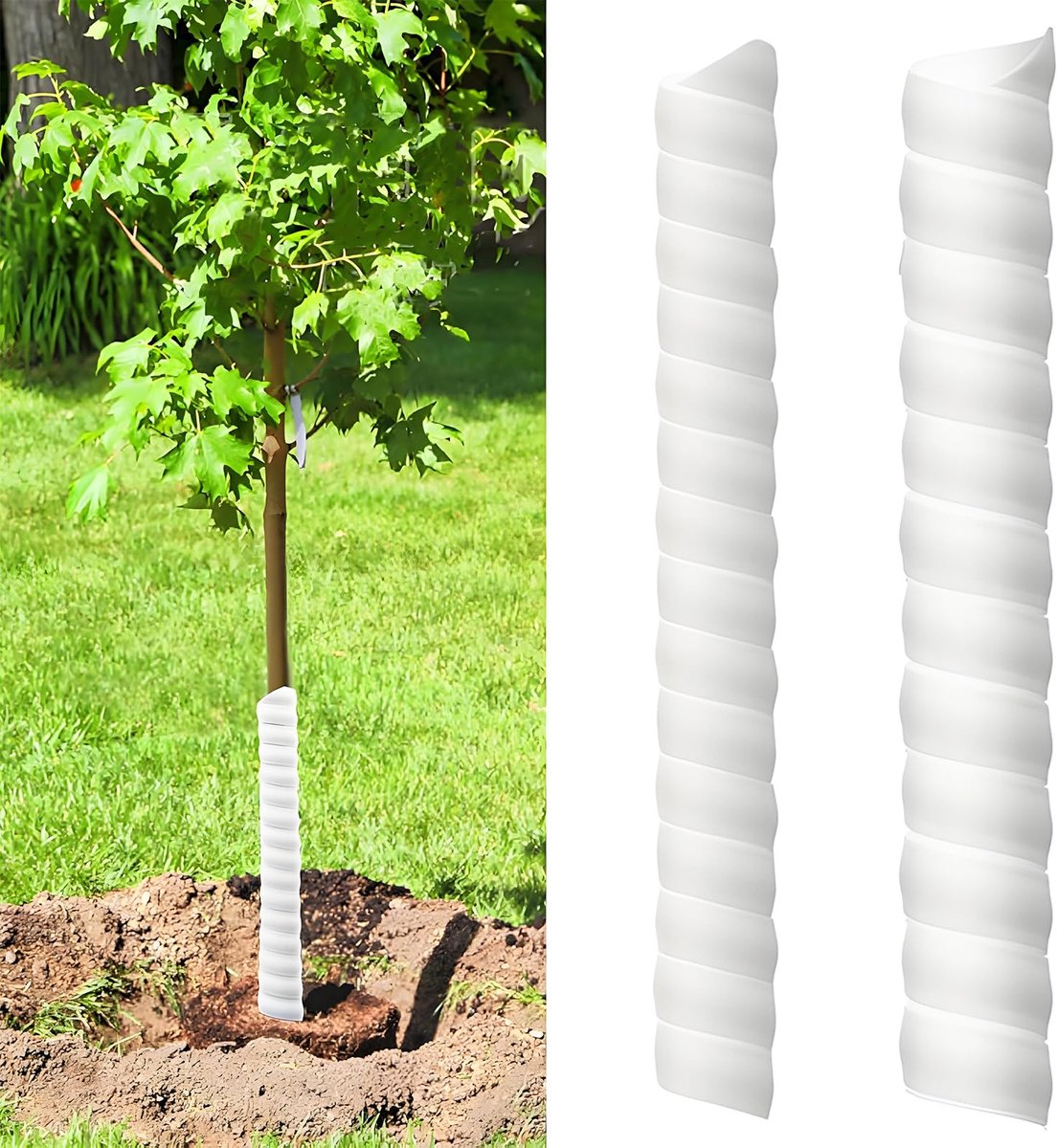 Kunststof Boom beschermspiraal - Stambescherming tegen vraatschade door wild - Voor fruitbomen en planten - 2 stuks, 40 cm hoog, Wit