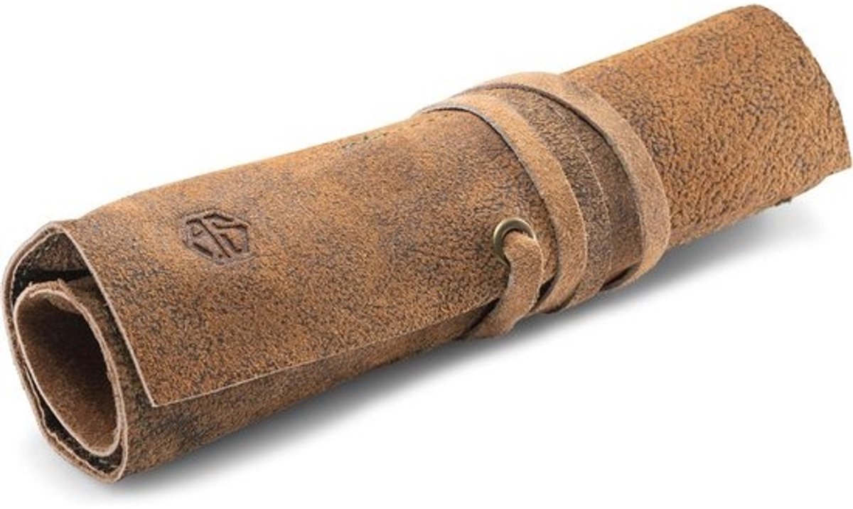 Handgemaakte leren roltas voor pennen en accessoires - veelzijdige etui voor schrijfgerei en schilderbenodigdheden