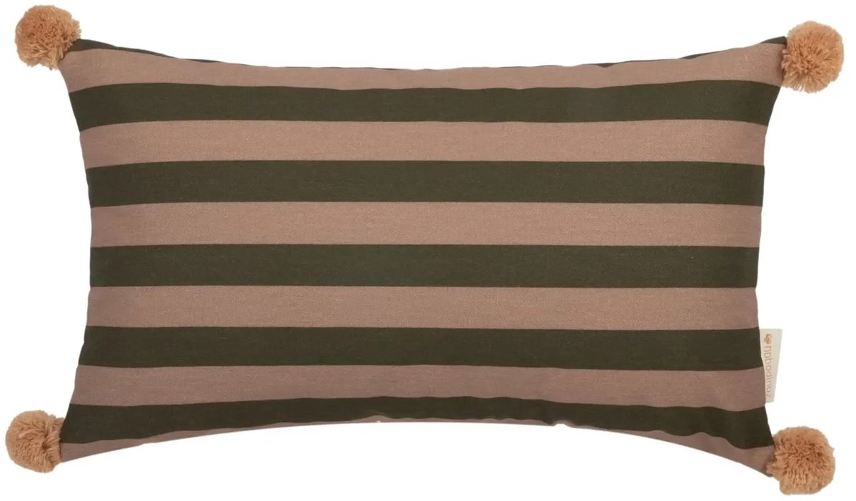 Nobodinoz Majestic Rechthoekig Kussen 46x27cm Green Taupe Stripes*