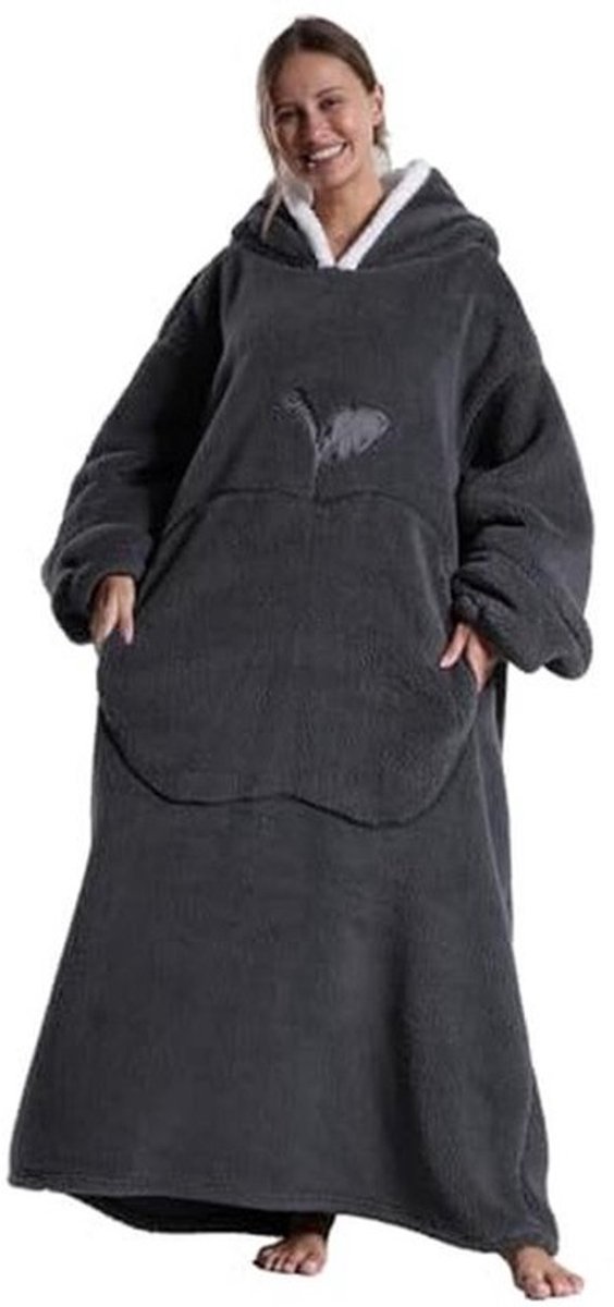 Kawoja Oversized Oversized Hoodie Blanket, Wearable Blanket with Sleeves and Giant Pockets, Super Warm and Cosy Fleece Sweatshirt Blanket for Men and Women