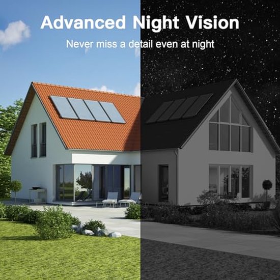 Buiten Camera - Beveiligingscamera WiFi - Huis Beveiligen - Draadloos Oplaadbaar - IP65 Waterdicht - Zwart — afbeelding 3