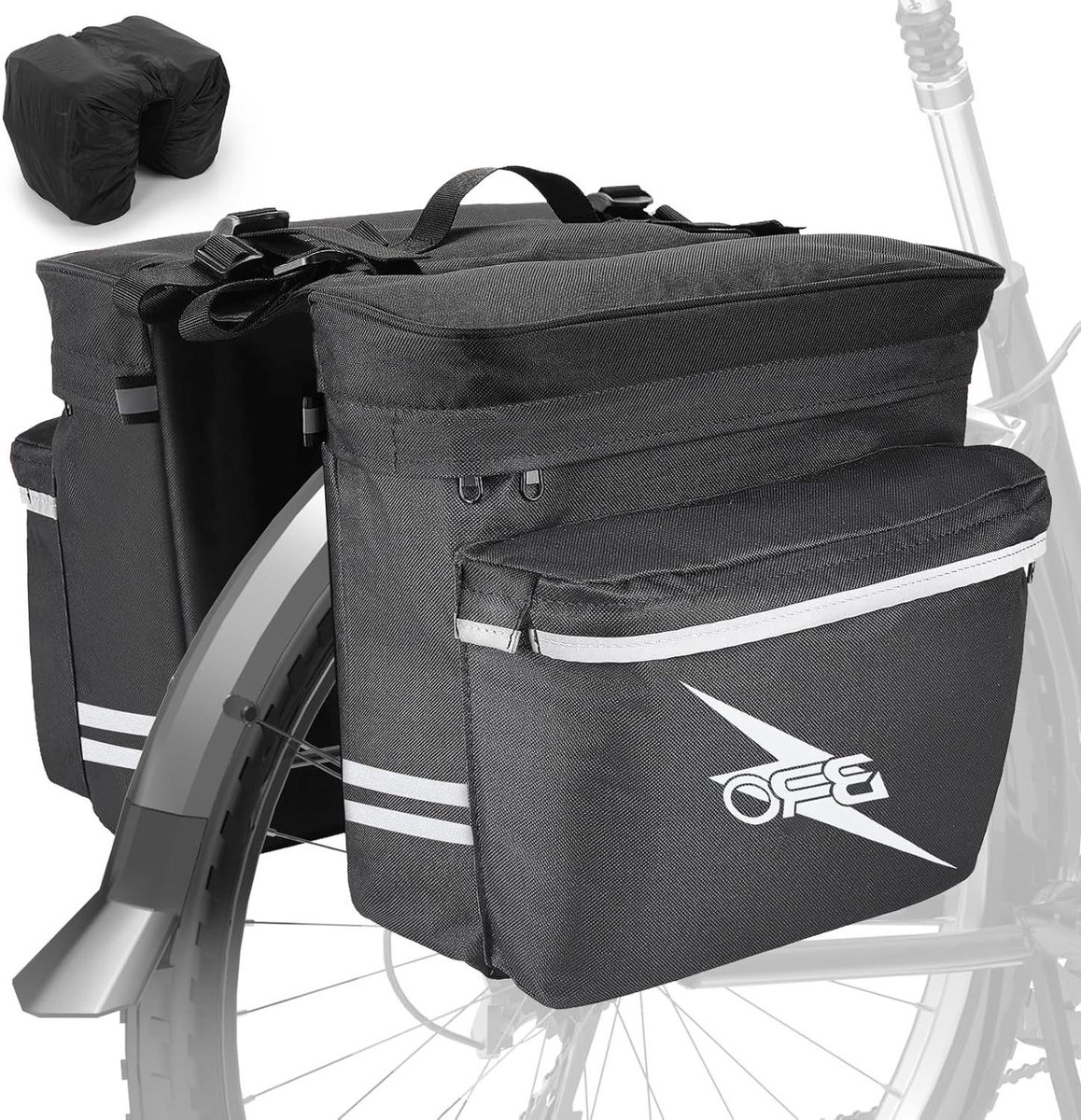 Fiets Fietstas - Dubbele Tas - Vervoer Spullen - Waterdicht Ontwerp - 34 Liter - Zwart