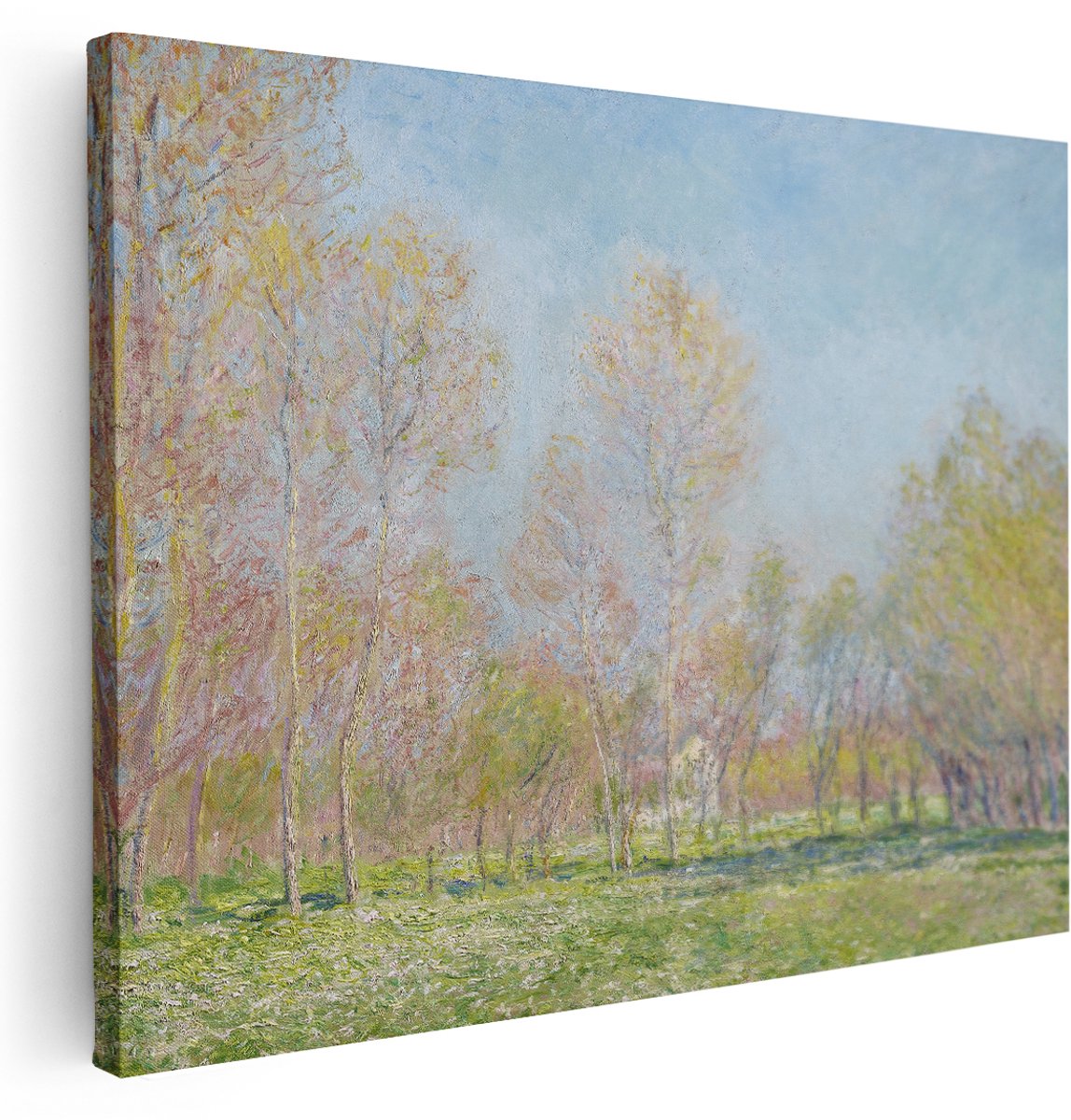 Artaza Canvas Schilderij Bos Monet - 160x120 cm - Groot - Wanddecoratie Lente Bomen - Muurdecoratie Natuur - Schilderijen Op Canvas Landschap