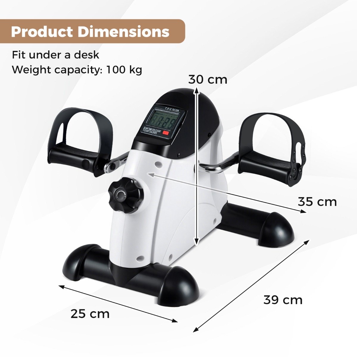 SureDeal® - Cardio fitne - Mini pedaaltrainer Draagbare - Arm - Beentraining Fiets pedaaltrainer - Senioren Wit - 39x35x30 cm - Wit