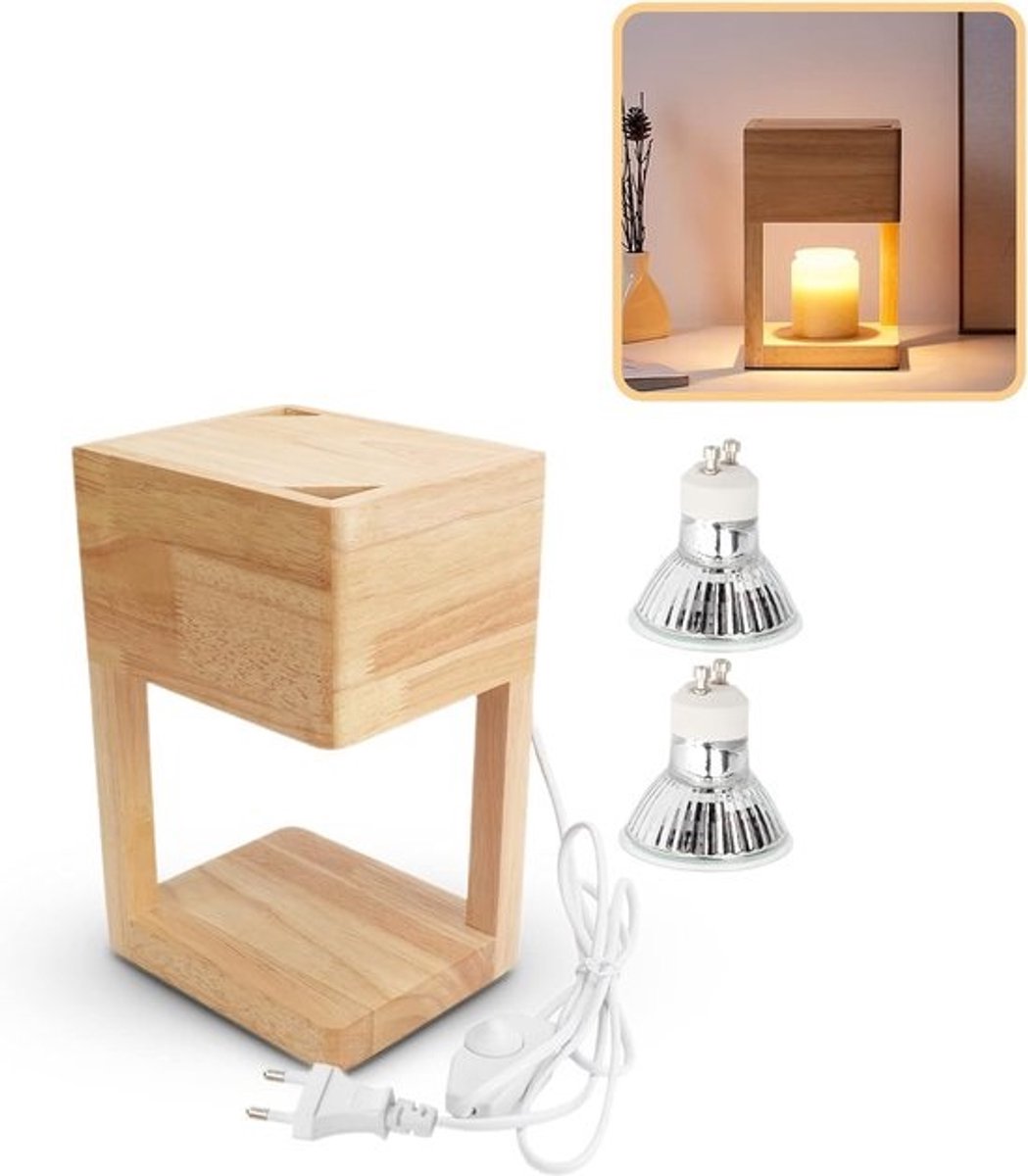 Elektrische Wax Warmer met Dimbare Verlichting - Walnoothout - Stil - Multifunctioneel - 110-240V - US Plug