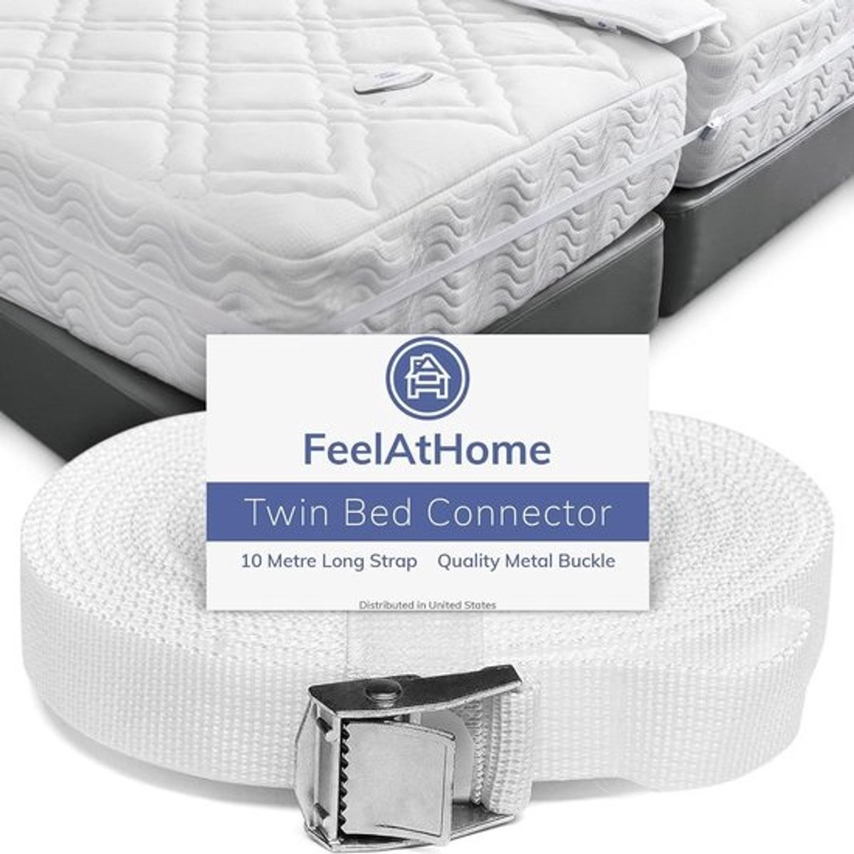 Bed Brug voor Tweepersoonsbed Maken - Universele Matras Verbindingsband 10 Meter met Metalen Gesp