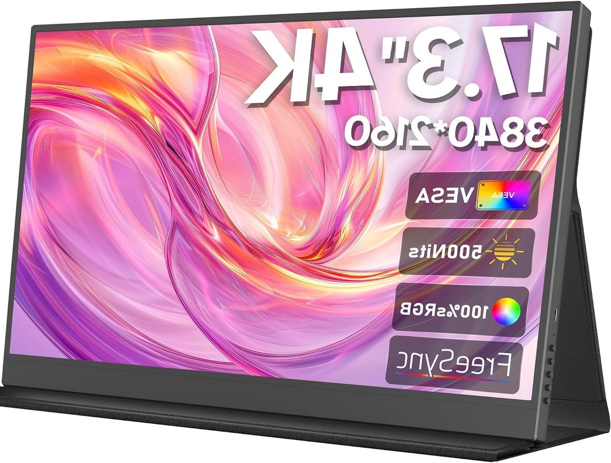 Draagbare Monitor 4K - Extern Scherm - Productiviteit Vergroten - 100% sRGB Kleurengamma - 17.3 Inch - Zwart