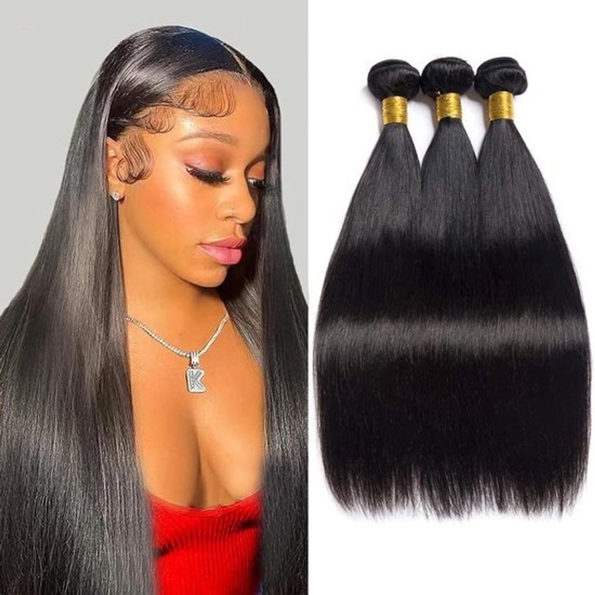 3 Delige Bundel Braziliaans Steil Menselijk Haar Extensies 100% Echt Haar