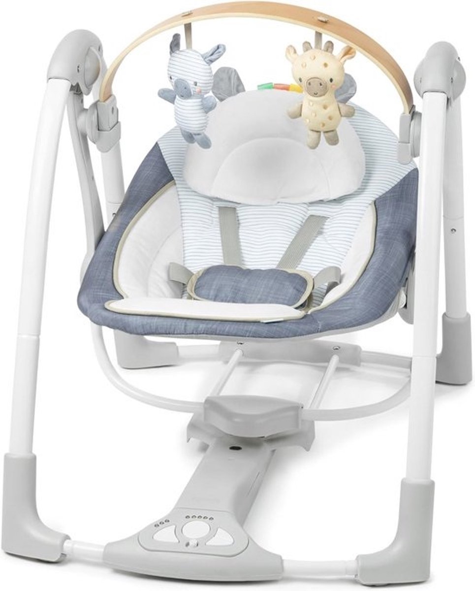 Draagbare Schommel met Duurzaam Houten Speelboog voor Baby's, 5 Snelheden, Geschikt van 0-9 Maanden, Tot 9 kg