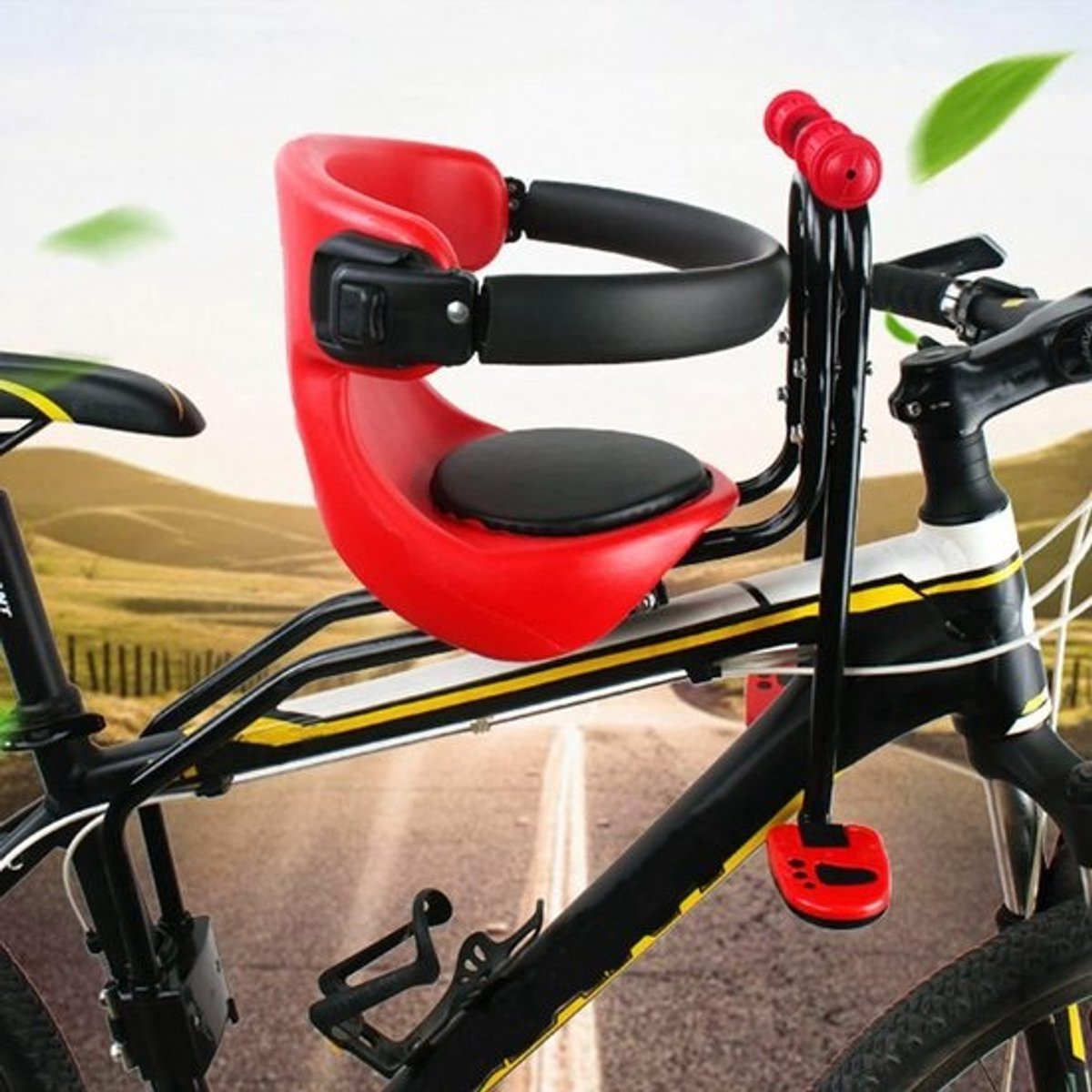 Kinderzitje Fiets Voorop Veilig en Verstelbaar met Handgreep en Voetensteun Max 30 kg