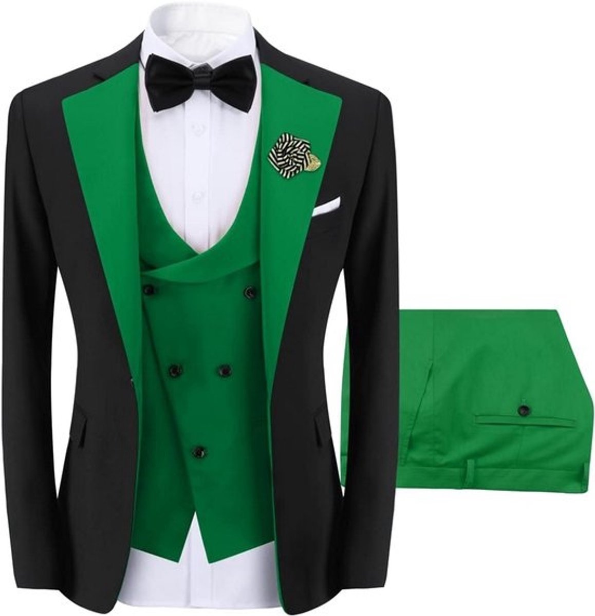 Heren 3-Delig Pak Slim Fit Formeel Trouw Diner Blazer Vest en Broek Multicolor
