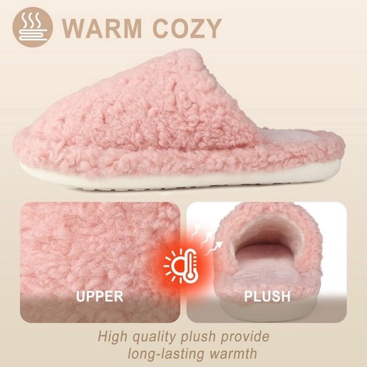 Warme Sloffen Dames voor Winter | Antislip Pluche Pantoffels met Memory Foam