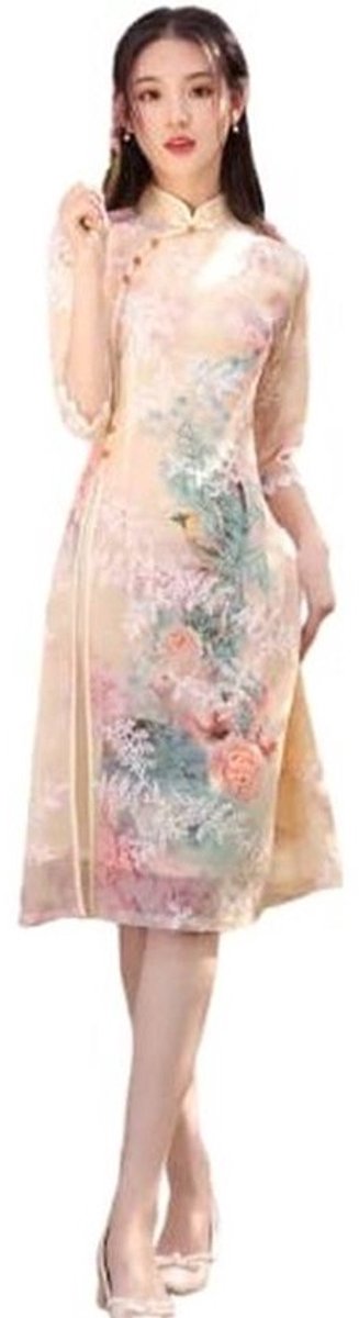 Elegante Geborduurde Zomerjurk voor Vrouwen in Chinese Stijl