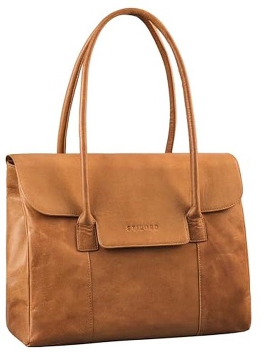 Grote Leren Schoudertas voor Vrouwen - Vintage Elegante Shopper met Ruimte voor Laptop