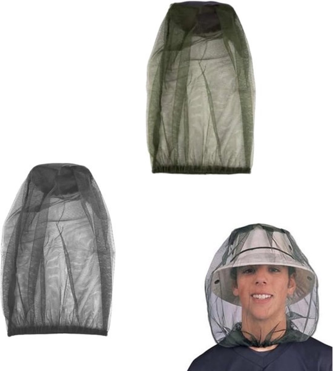 2x Anti-Muggen Hoofddeksel - Lichtgewicht Insectennet voor Hoofd - Bescherming tegen Muggen en Teken Buiten