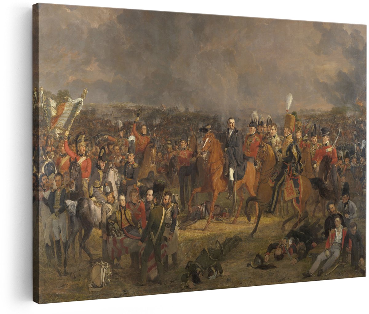 Artaza Canvas Schilderij De Slag bij Waterloo - Jan Willem Pieneman - 150x100 cm - Groot - Kunst - Wanddecoratie Woonkamer