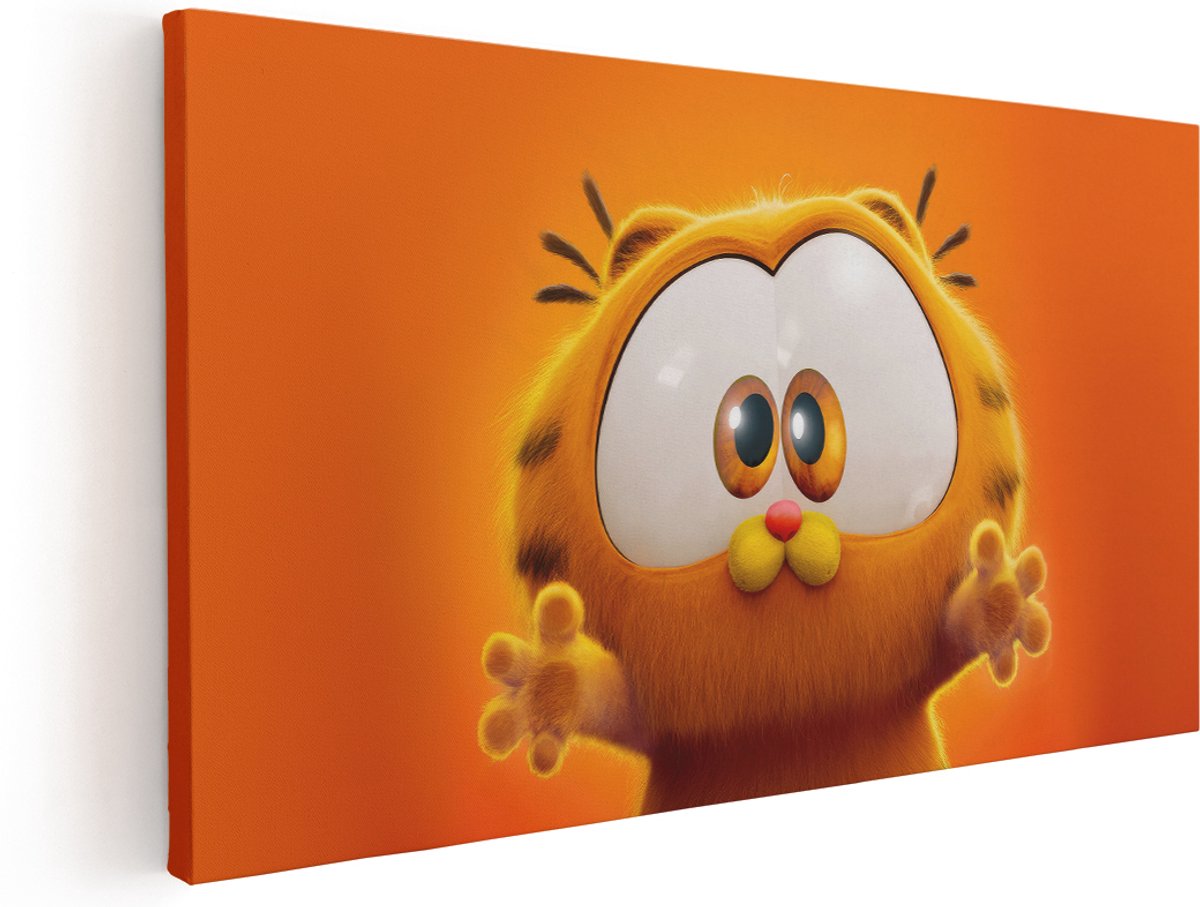 Artaza Canvas Schilderij Kat - 140x70 cm - Groot - Wanddecoratie Garfield Film - Muurdecoratie Kinderkamer - Schilderijen Op Canvas Oranje