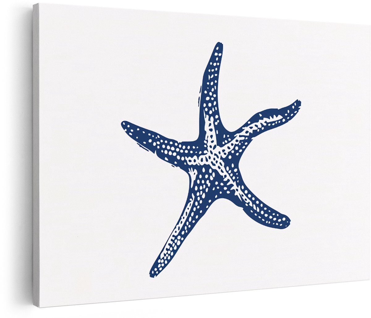Artaza Canvas Schilderij Zeester - 150x100 cm - Groot - Wanddecoratie Zee - Muurdecoratie Strand - Decoratie Maritiem - Blauw