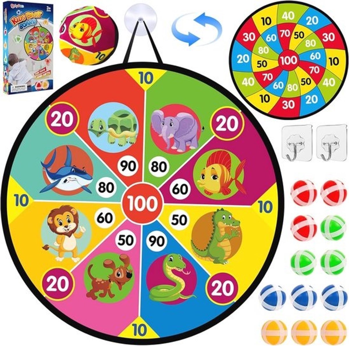 Dartbord voor Kinderen - Spelletjes vanaf 4 Jaar met Dieren, Halloween, Basketbal en Dinosaurus Thema's - Perfect voor Cadeaus voor Jongens van 3-10 Jaar