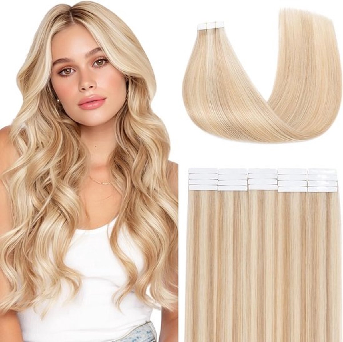 Tape In Haarverlenging Echt Menselijk Haar Onzichtbaar 55CM