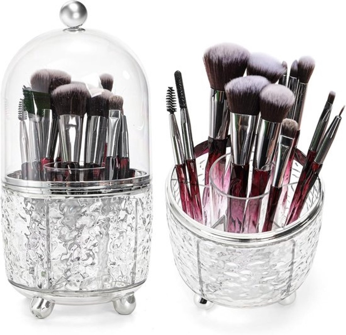 Draaibare Make-up Organizer - Cosmetica Opslag - Badkamer Aanrecht - Stofdicht Deksel - 12.7x12.7x25.4 cm