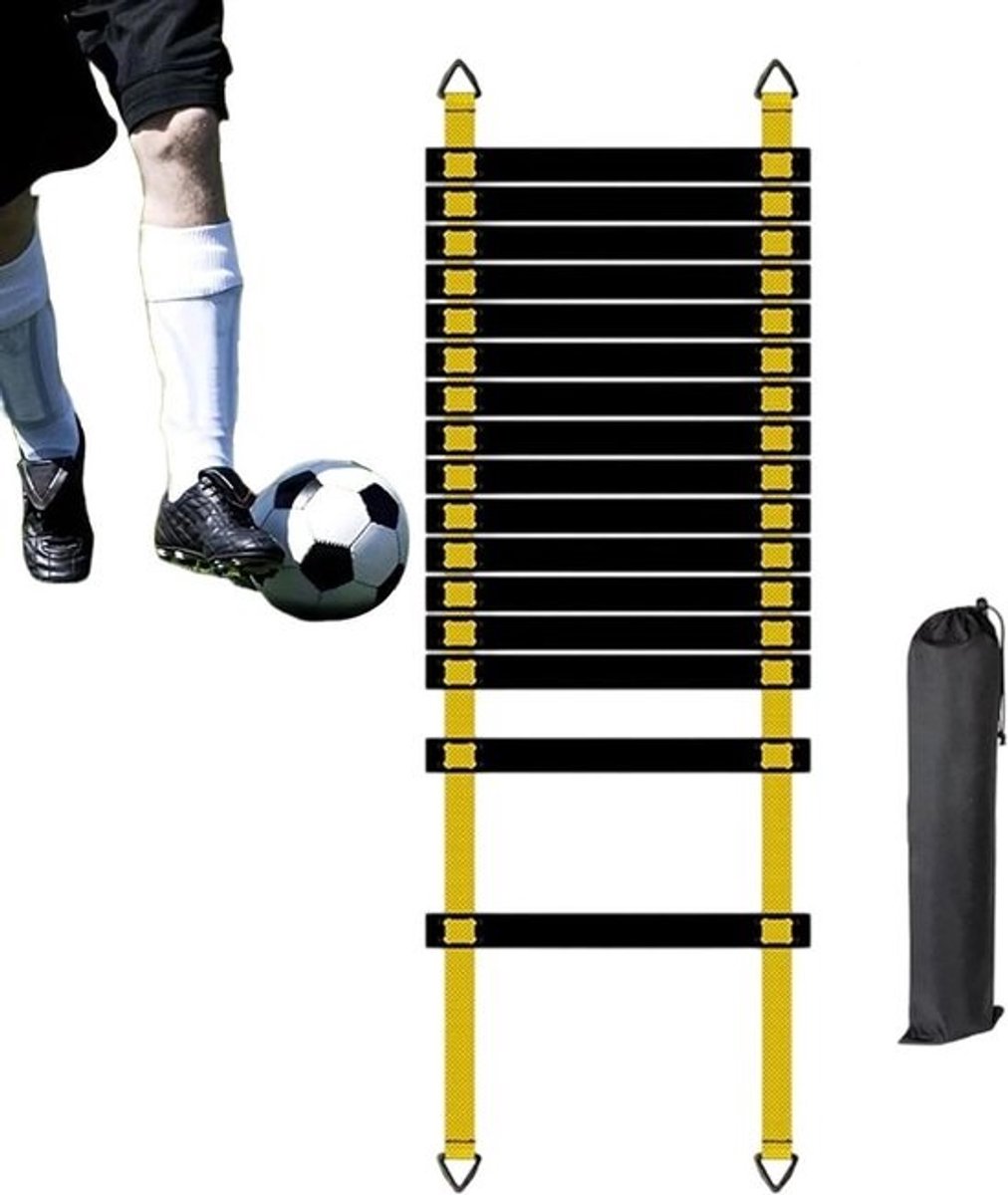 Trainingsladder Voetenwerk - Behendigheidsladder Fitness - Sport Prestaties Verbeteren - Montagevrij Ontwerp - 8 Meter - Geel