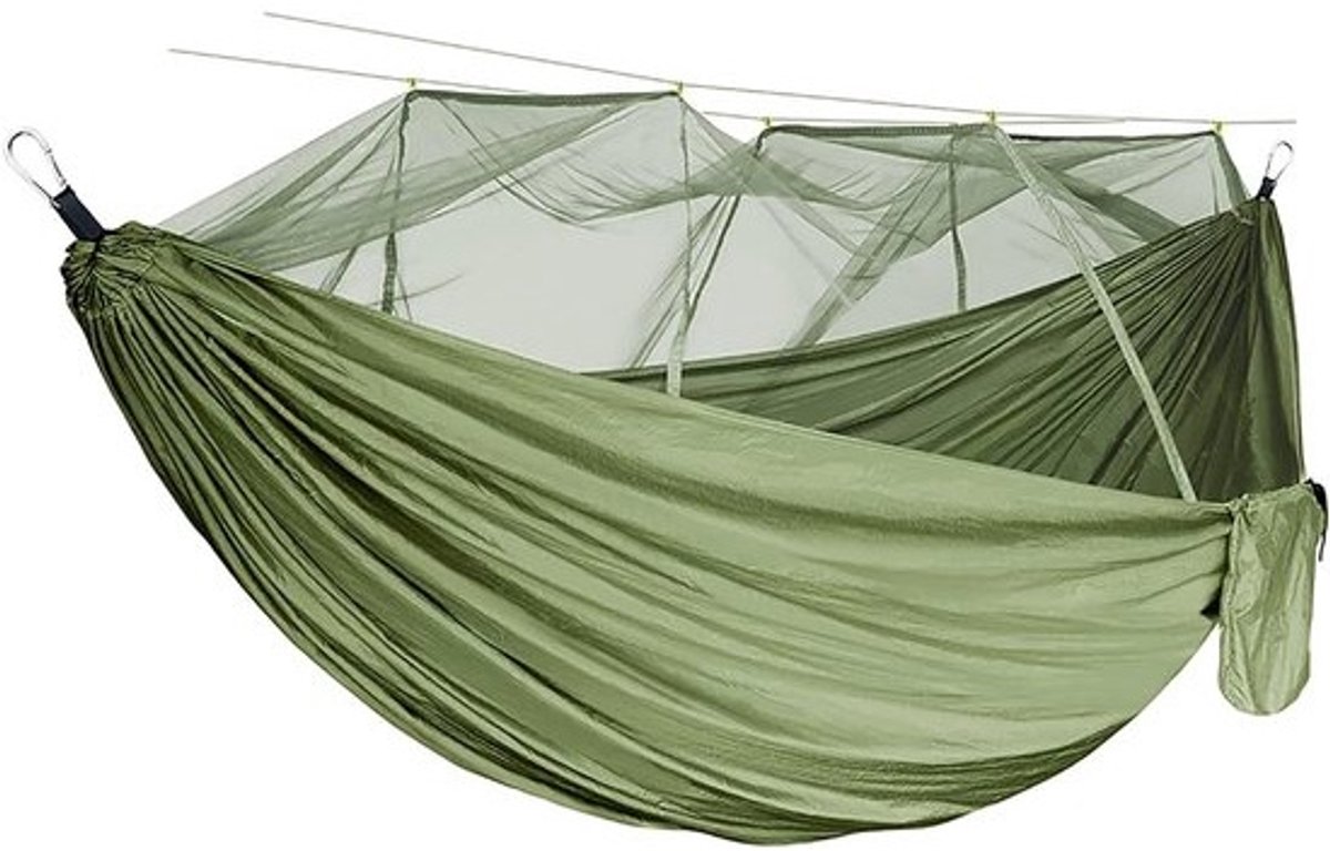 Hangmat met Net - Kampeerhangmat Reishangmat - Ontspannen Buiten - Ultralicht Parachute Nylon - 275 x 140 cm - One Color