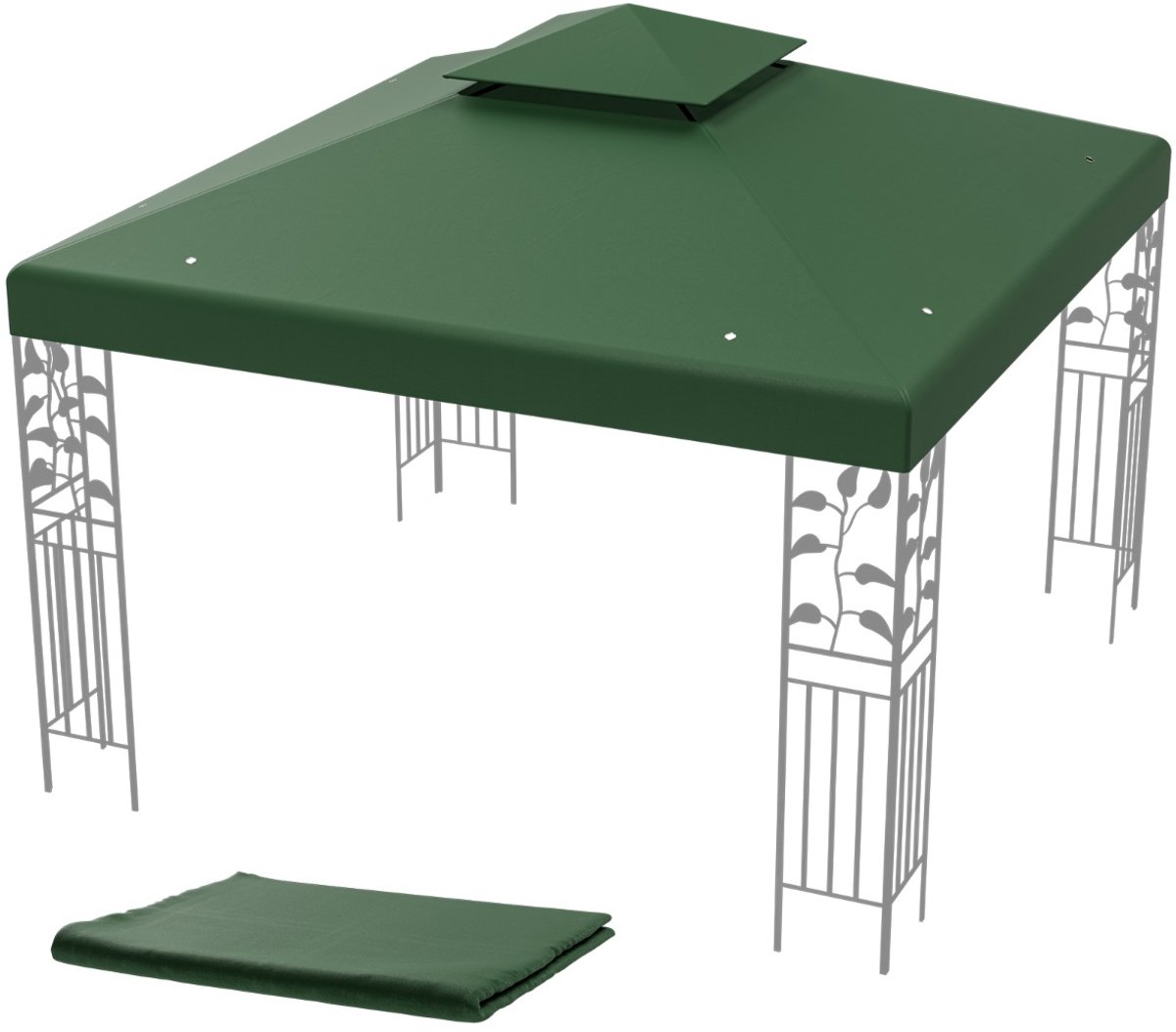 SureDeal® - Partytent - Reservedak - Paviljoen Dubbel Dak - Afvoergaten - Klittenbandsluitingen Paviljoenafdekking - 300x300 cm - Groen