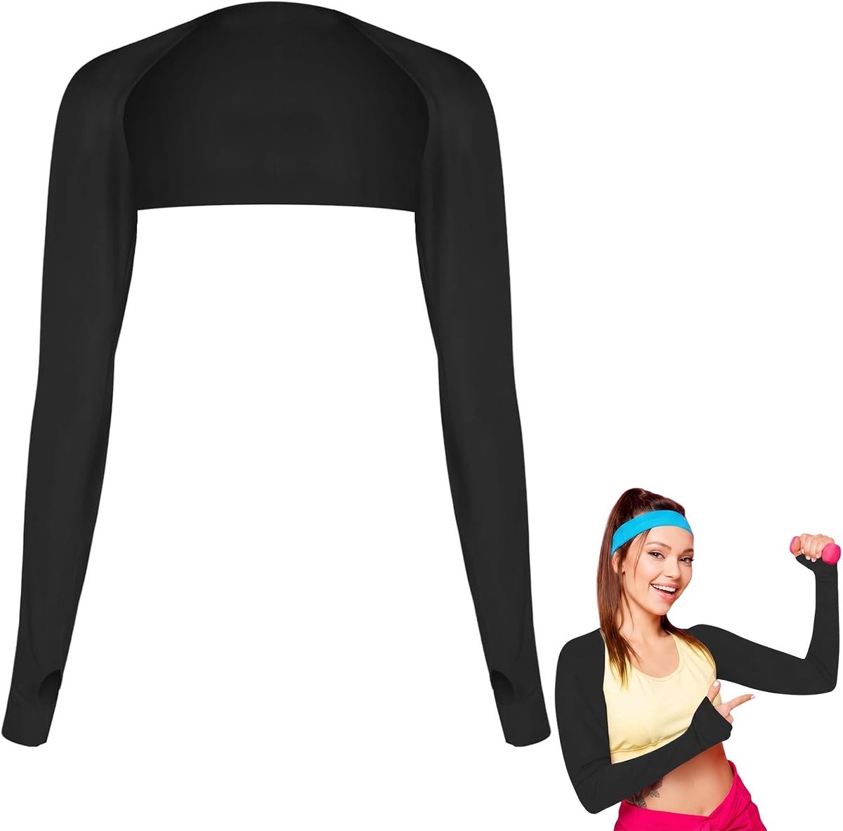 Schouderbeschermer voor dames met UV-bescherming, bolero van ijszijde, ideaal voor golf, fietsen en hardlopen (zwart)