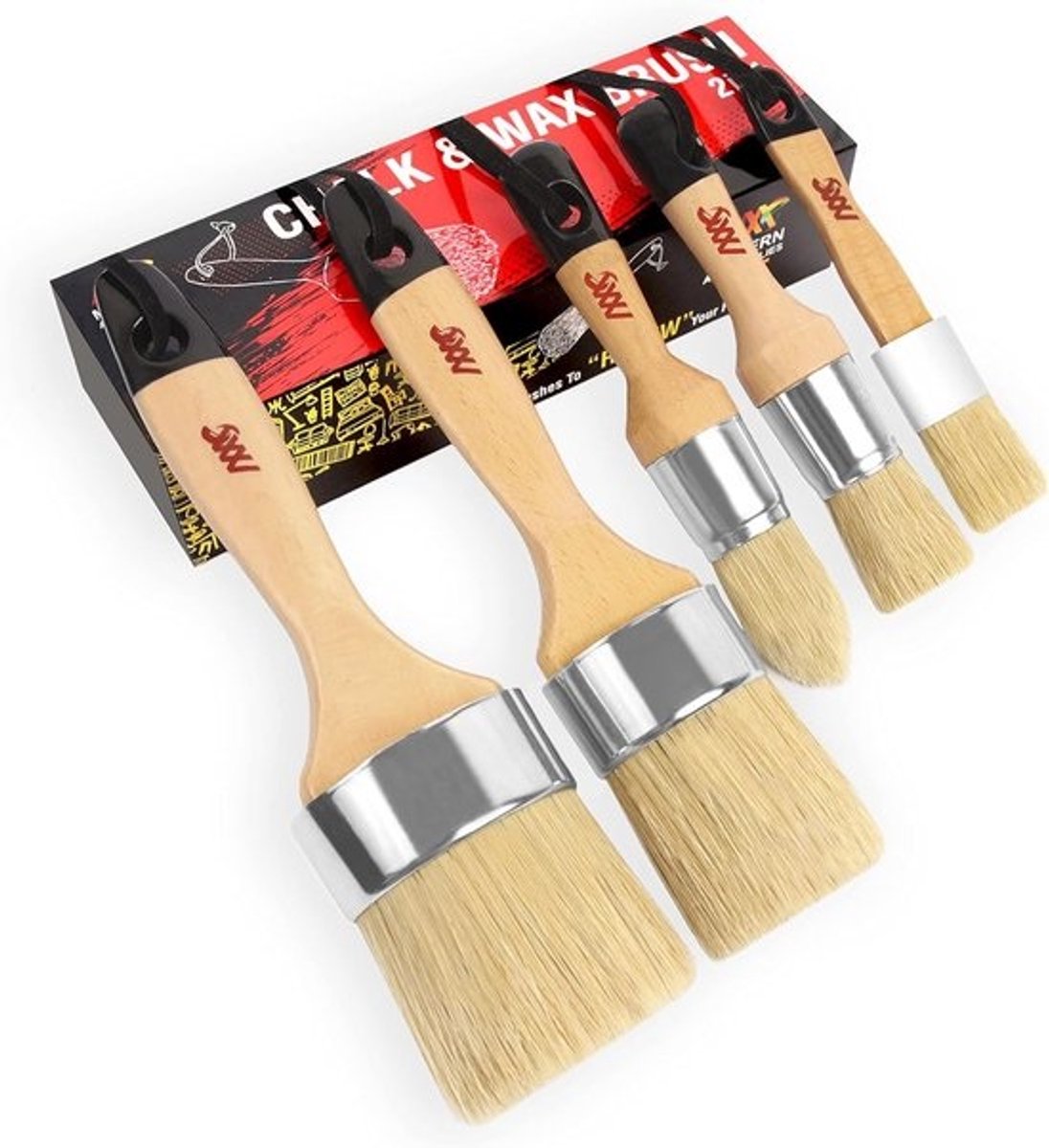 Set van 5 professionele krijt- en waspenselen met sjablonen en houten artikelen - Perfect voor doe-het-zelfprojecten