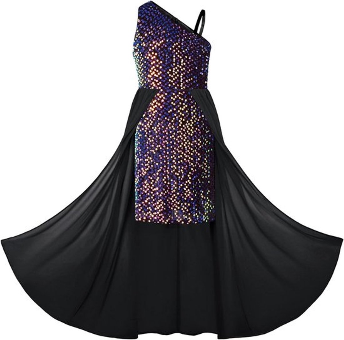 Elegante Pailletten Jurk met Schouderbandjes voor Meisjes - A-lijn Chiffon Prinsessenjurk voor Feestdagen