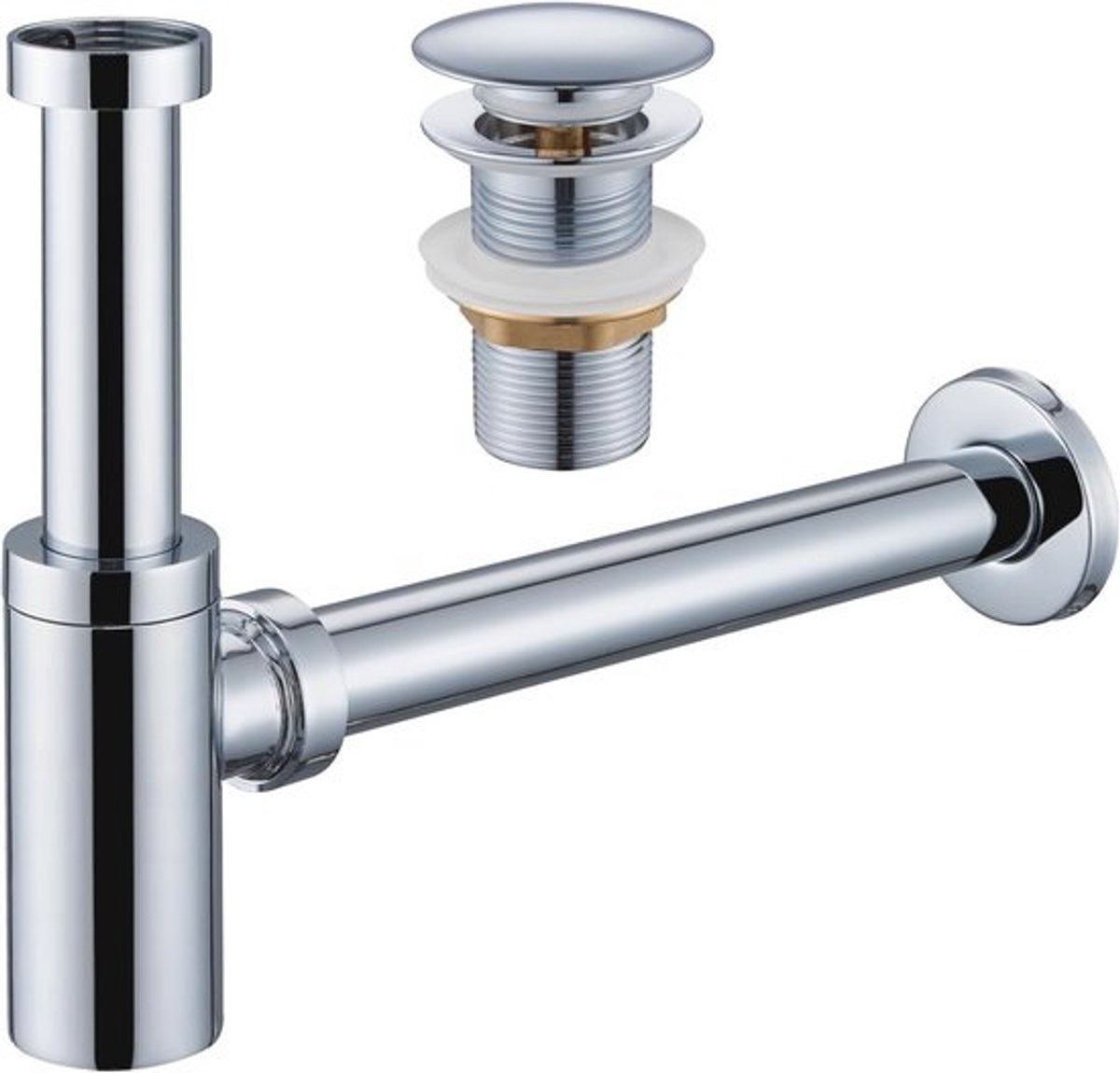 Sifon met afvoerset voor wastafel zonder overloop – universele afvoerbuis & pop-up afvoerplug