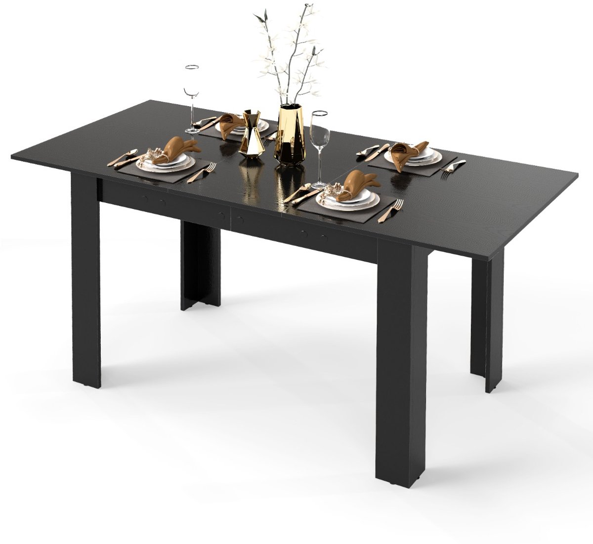 SureDeal® - Eettafel - Uitschuifbare Moderne Keukentafel - Verstelbaar Blad Vormige - 158x70x76 cm - Donkerbruin