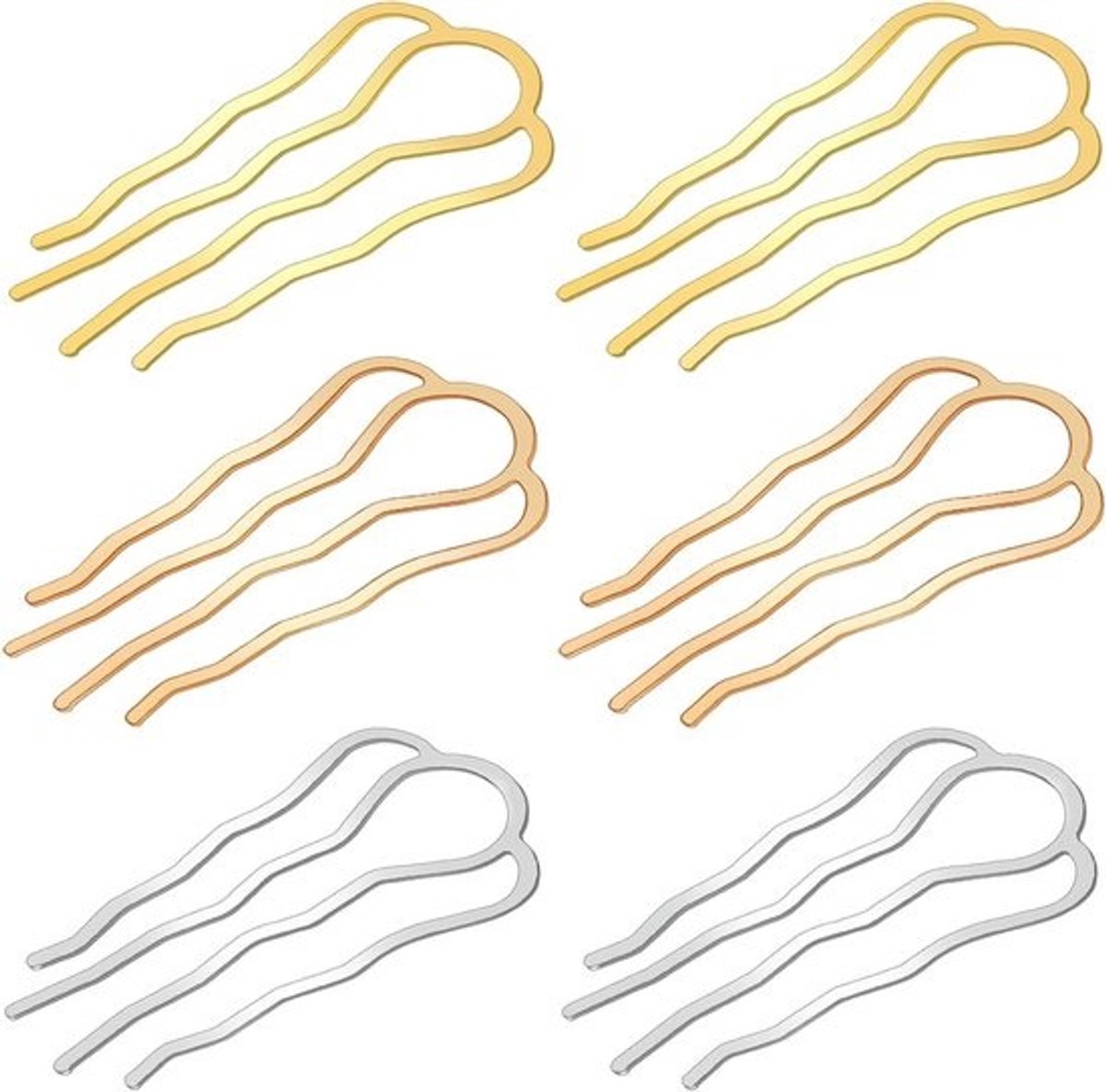 6 Stuks Metalen Haarvorken en U-Vormige Sticks voor Kapsels en Chignons